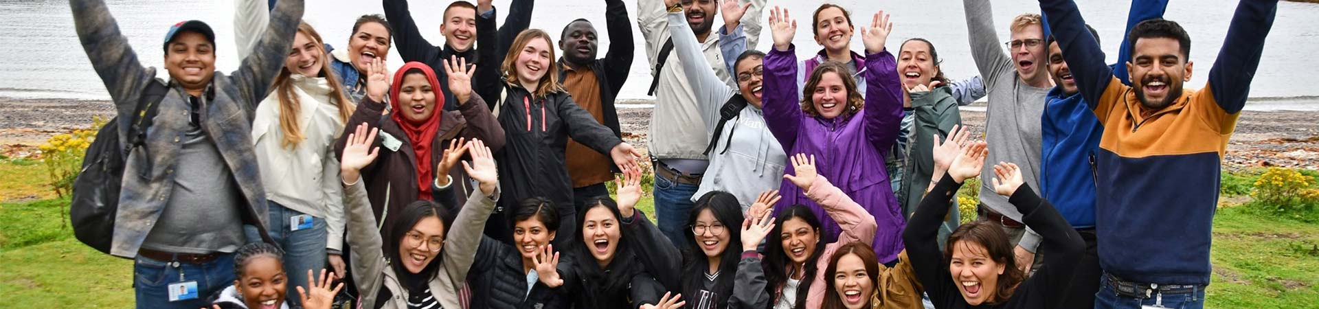 Students on the MSc Aquaculture, Environment and Society at the SAMS back beach