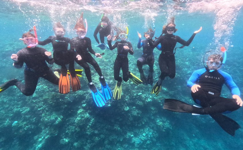 BSc Marine Science students pictured in the Red Sea during a field trip