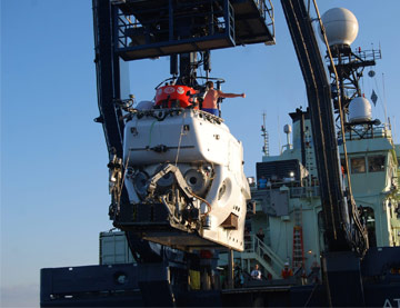 an underwater submersible ready for deployment